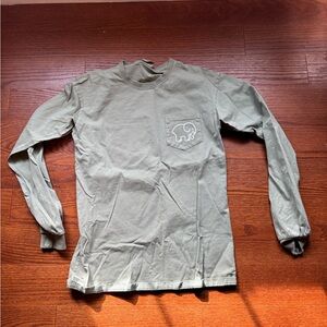 Olive Long Sleeve Tee with Elephant Pocket